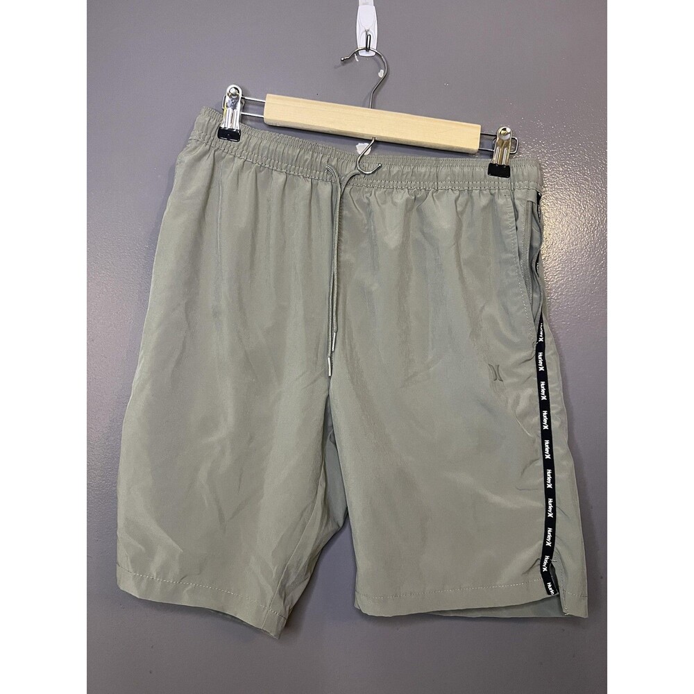 Hurley Shorts Mens Small Green Elastic Waist Logo Tape Microfiber Stretch Casual